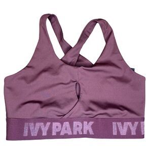 Ivy Park Logo Band Small Sports Bra Maroon Purple Keyhole Crossover‎